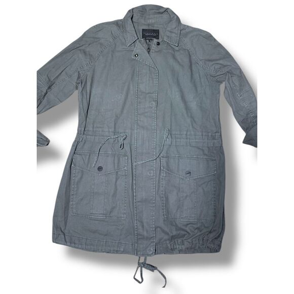 Sanctuary Gray/green Utility Military Style Jacket Drawstring Waist Zip Coat Med - Picture 2 of 13